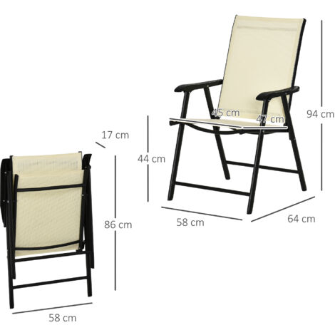 Outsunny 2-PCS Garden Armchairs Outdoor Patio Folding Modern Furniture Beige