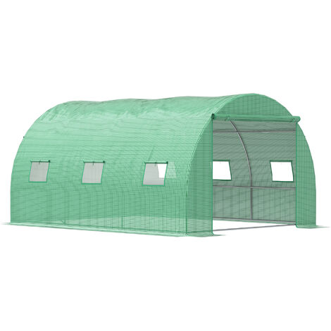 Outsunny Tunnel Greenhouse w/ PE Cover, Outdoor Plant House w/ Door & Window