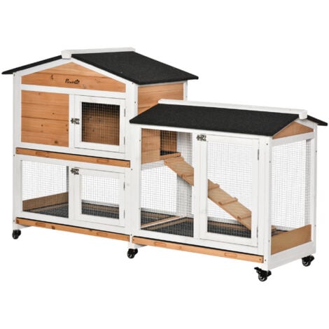 Pawhut wooden shop rabbit hutch