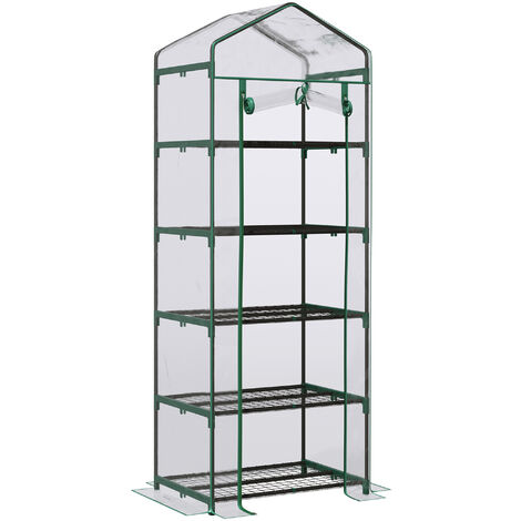 Outsunny Mini Greenhouse Outdoor Flower Stand PVC Cover Portable 69 x ...