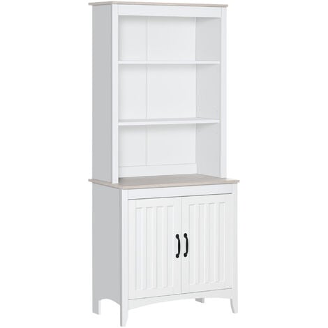 HOMCOM 180cm Kitchen Cupboard, 2-Doors Storage Cabinet with Shelves Countertop