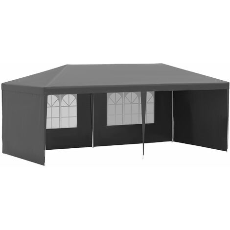Outsunny 6m x 3m Garden Gazebo Marquee Canopy Party Tent Canopy Patio Dark Grey