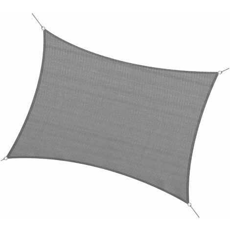 Outsunny 5x4m Sun Shade Sail Rectangle HDPE Canopy UV Protection, Charcoal Grey