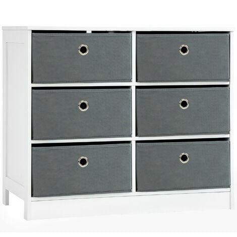 HOMCOM Chests of Drawer Fabric Dresser Storage Cabinet w/ 6 Drawers for Bedroom