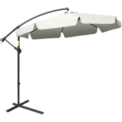 Outsunny 2.7m Garden Cantilever Banana Parasol Sun Shade with Crank Cream (1/5)