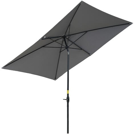 Outsunny 2 x 3(m) Garden Parasol Rectangular Market Umbrella Dark Grey