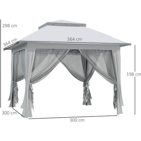 Outsunny 3.6 x 3.6m Pop-up Tent Gazebo Instant Canopy Steel w/ Bag