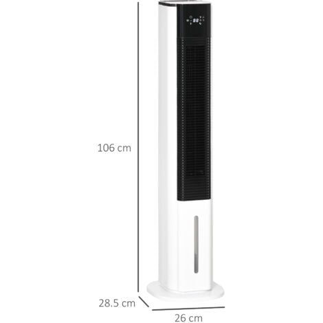"HOMCOM 42"" Air Cooler, Humidifier Evaporative Ice Cooling Fan with 3 Modes for Bedroom White"