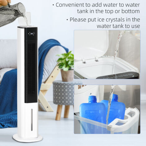 "HOMCOM 42"" Air Cooler, Humidifier Evaporative Ice Cooling Fan with 3 Modes for Bedroom White"
