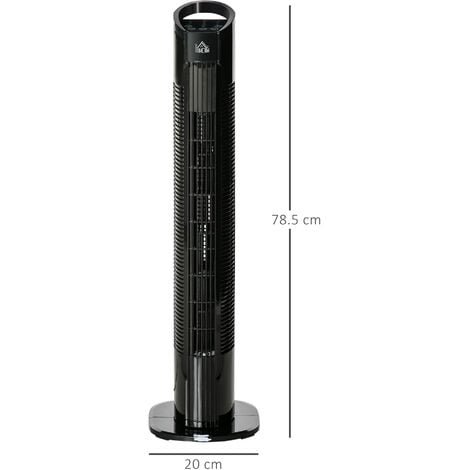 HOMCOM Tower Fan with 3 Speed 3 Mode 7.5h Timer 70° Oscillation LED Panel 5M Remote Black