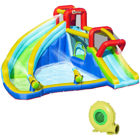 Outsunny 5 in 1 Kids Bouncy Castle with Slide Pool Inflatable House W ...