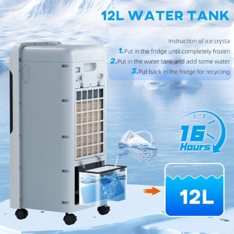 HOMCOM Mobile Air Cooler, Evaporative Ice Cooling Fan Humidifier Unit