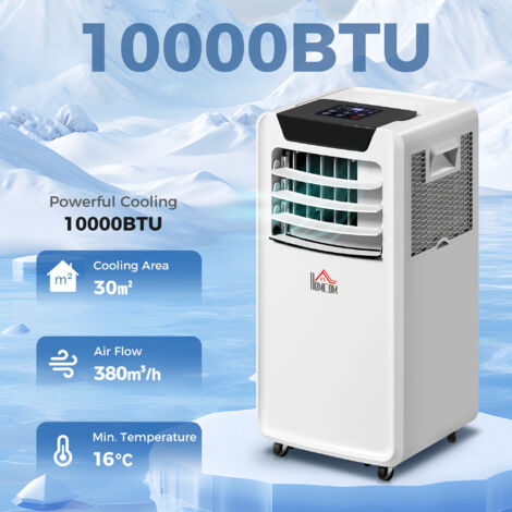 HOMCOM 10000 BTU Mobile Portable Air Conditioner Room Ac Unit w/ RC, White