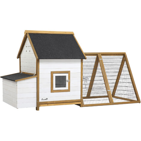 PawHut Chicken Coop Hen House w/ Outdoor Run Nesting Box Removable Tray ...