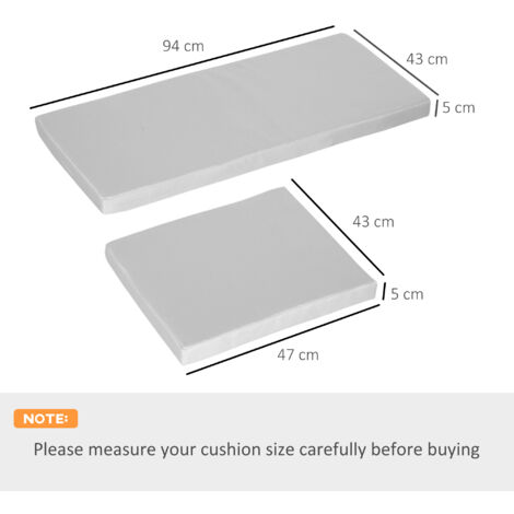 Outsunny 3PCs Rattan Garden Seat Cushions Pads for Patio Furniture Grey