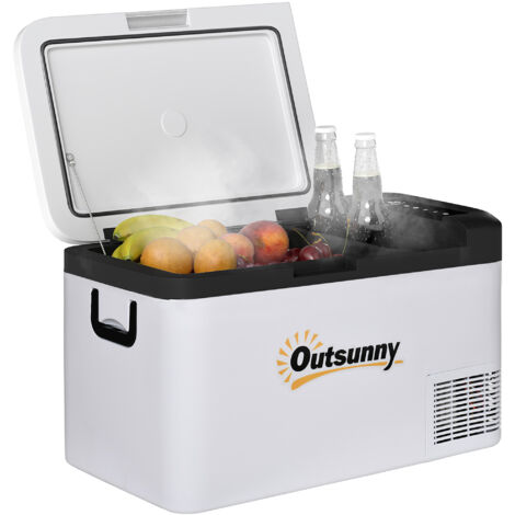 Outsunny 12V Portable Car Refrigerator w/ Inner LED Light Indoor Outdoor 25L (1/5)