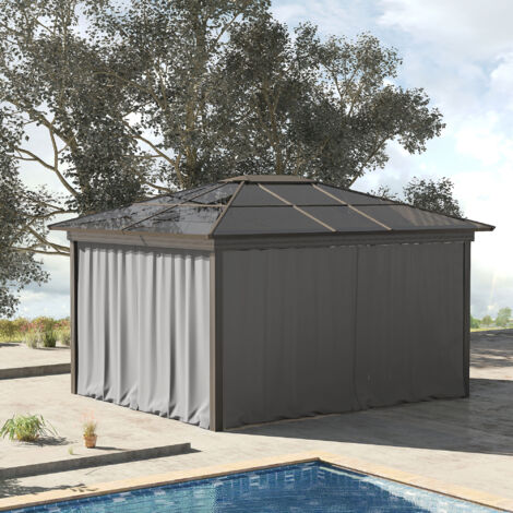 Outsunny Universal Gazebo Replacement Sidewall Set w/ 4 Panels Light Grey