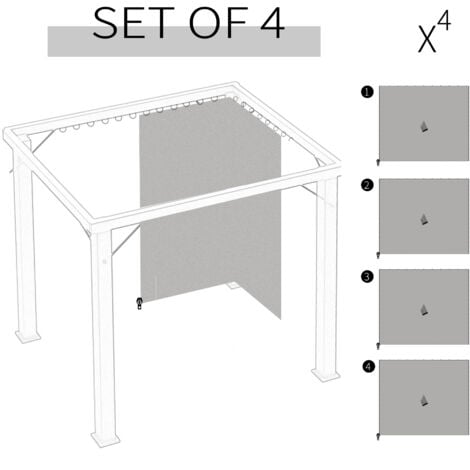 Outsunny Universal Gazebo Replacement Sidewall Set w/ 4 Panels Light Grey