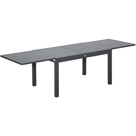 Outsunny Extendable Garden Table 10 Seater for Lawn Balcony and Backyard Grey