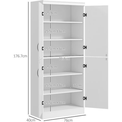 HOMCOM Kitchen Cupboard Storage Cabinet w/ 4 Doors and Adjustable Shelves,White