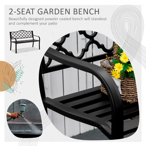 Outsunny  Outdoor Garden Bench 2 Seater Patio Porch Loveseat Chair Seater Brown