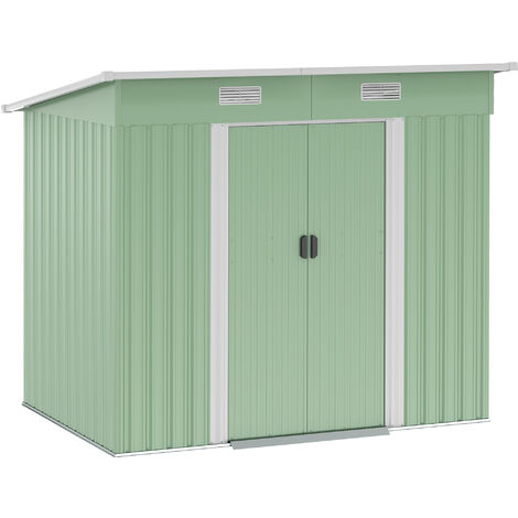 Outsunny 7 x 4ft Outdoor Garden Storage Shed for Backyard Patio Lignt Green