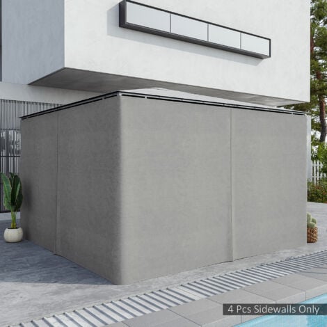 Outsunny Universal Gazebo Replacement Sidewall Set w/ 4 Panels Light Grey