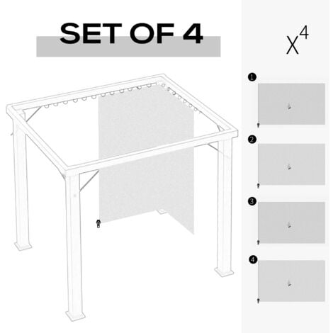 Outsunny Universal Gazebo Replacement Sidewall Set w/ 4 Panels Light Grey