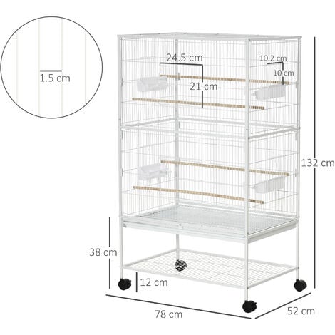 PawHut Large Bird Cage Budgie Cage for Finch Canaries Parakeet with ...