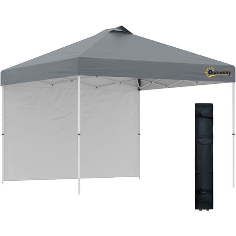 Outsunny 10' x 19' Pop Up Canopy with Easy Up Steel Frame, 3-Level Adjustable Height and Carrying Bag, Sun Shad, Party Tent for Patio, Backyard