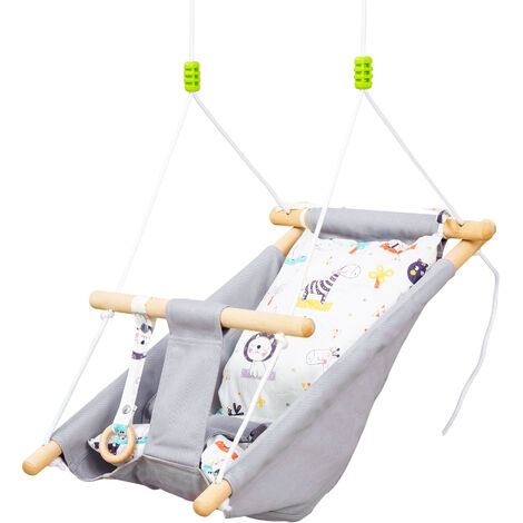 Outsunny Kids Hammock Swing Chair w/ Cotton Pillow for 6-36 Months, Grey