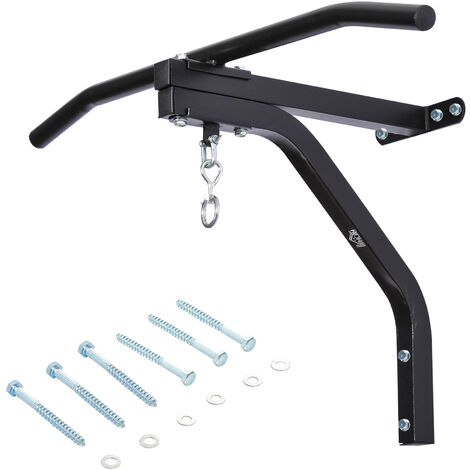 HOMCOM Heavy Punch Bag Hanger Wall Mount Chain Swivel Bracket Bar Steel, Black (1/5)