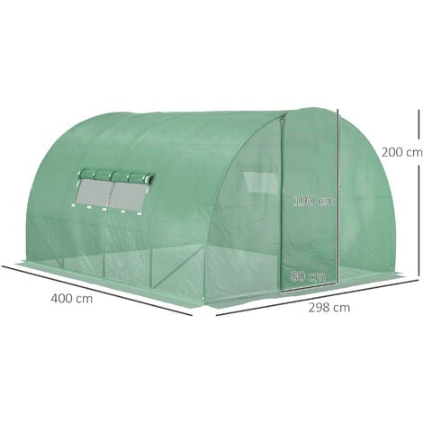 Outsunny Reinforced Walk-in Polytunnel Garden Greenhouse Steel Frame 4 x 3M