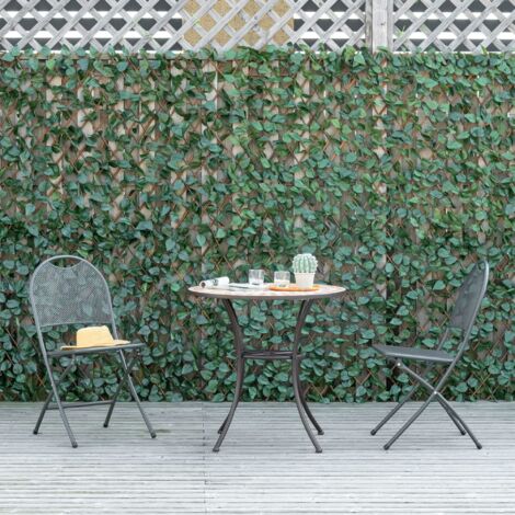 Outsunny 4 PCs Expanding Trellis Fence 2mx1m Privacy Screen for Garden Balcony