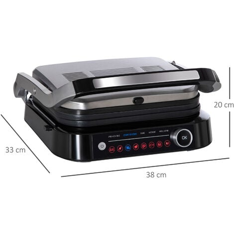 Homcom 3-in-1 Panini Press Grill, Stainless Steel Countertop