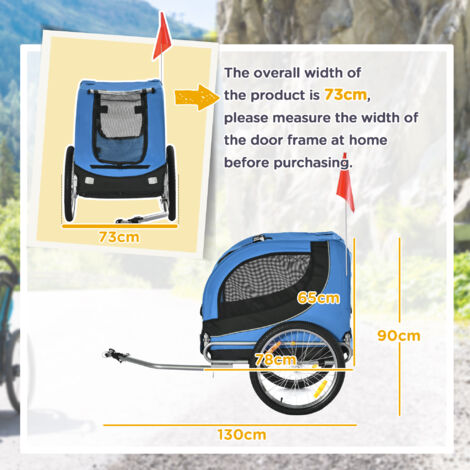 PawHut Steel Dog Bike Trailer Pet Cart Carrier for Bicycle Kit Water Resistant Blue