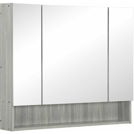kleankin Bathroom Cabinet Wall Mounted Mirror Storage Adjustable ...