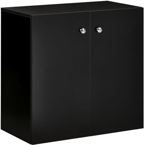 Storage Cabinet w/ Shelves and Door Wooden Sideboard Freestanding Cupboard Black
