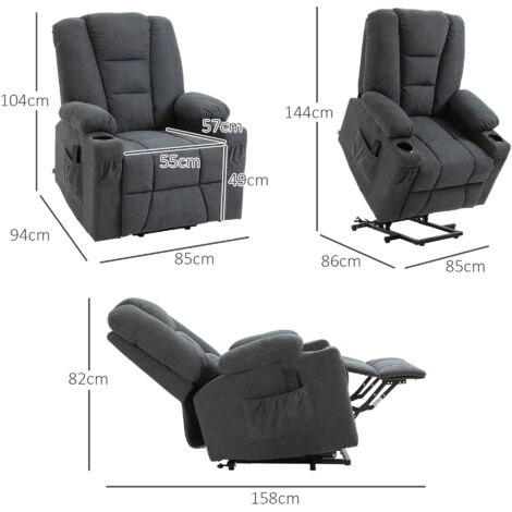 HOMCOM Riser and Recliner Chair w/ Remote, Lift Chair for Elderly Charcoal Grey