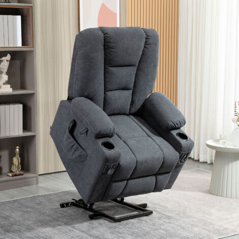 HOMCOM Riser and Recliner Chair w/ Remote, Lift Chair for Elderly Charcoal Grey