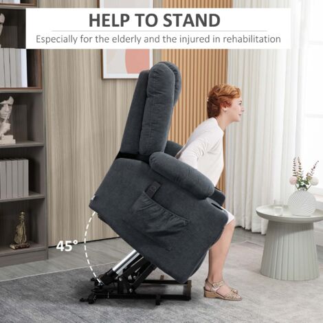HOMCOM Riser and Recliner Chair w/ Remote, Lift Chair for Elderly Charcoal Grey