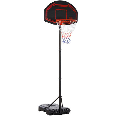 HOMCOM Outdoor Adjustable Basketball Hoop Stand w/ Wheels and Stable Base Black (1/5)