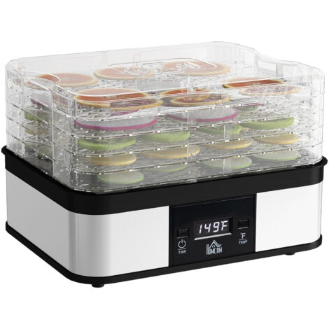 HOMCOM 5 Tier Food Dehydrator, 245W for Drying Fruit, Meat, Vegetable Black