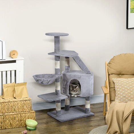 Pawhut Deluxe Cat Tree Climb Post Kitten Scratching Condo Furniture Activity