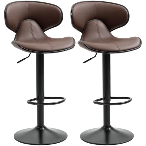 Bar Stools Set of 2 Height Adjustable Swivel Barstool W/ Footrest Kitchen Brown (1/5)