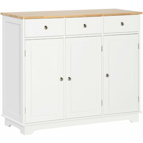 HOMCOM Modern Sideboard Buffet Cabinet with Storage Cabinets and Drawers White