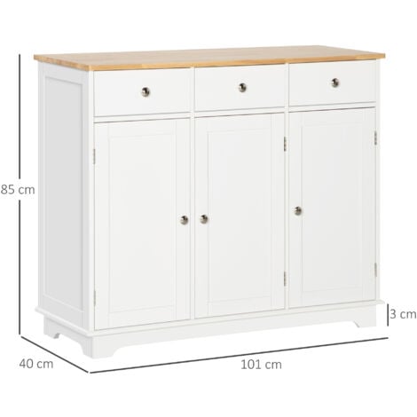 HOMCOM Modern Sideboard Buffet Cabinet with Storage Cabinets and Drawers White