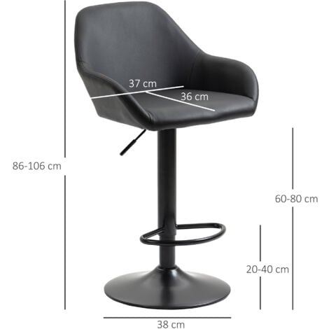 Adjustable Bar Stools Set of 2 Swivel Barstool W/ Footrest Kitchen Dining Room Black