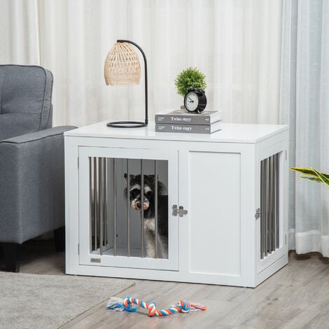 PawHut Furniture Style Dog Crate with Two Doors, End Table Pet Cage ...