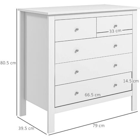 HOMCOM Modern Chest Of Drawers, 5 Drawer Unit Storage Chest for Bedroom